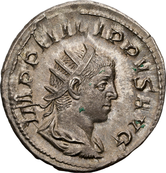 Roman Empire - Philip II - Silver Double-Denarius - NGC Ch XF