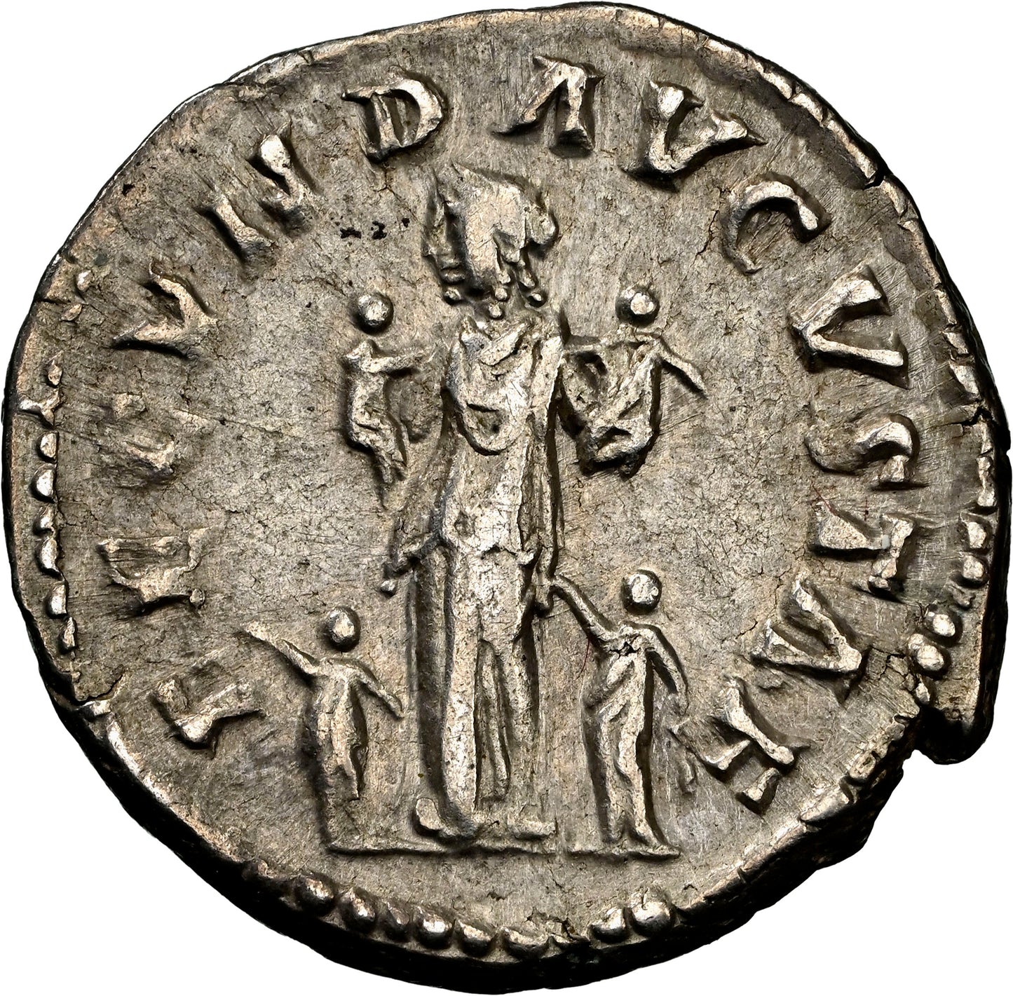 Roman Empire - Faustina II - Silver Denarius - NGC XF - RIC:676
