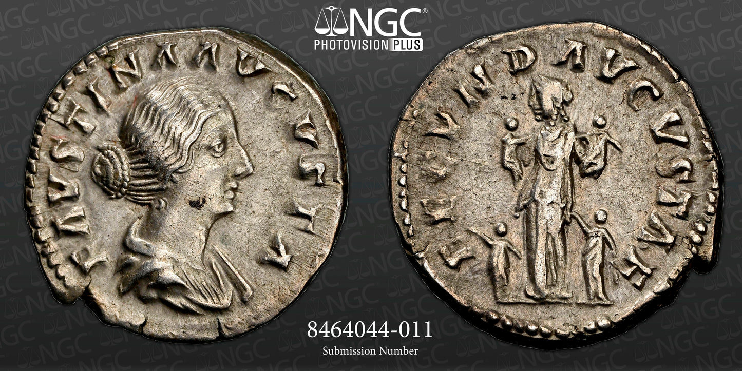 Roman Empire - Faustina II - Silver Denarius - NGC XF - RIC:676