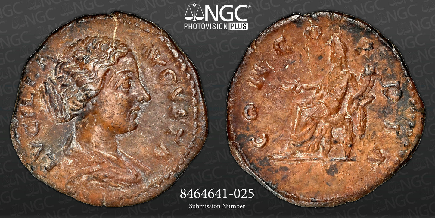 Roman Empire - Lucilla - Silver Denarius - NGC Ch XF
