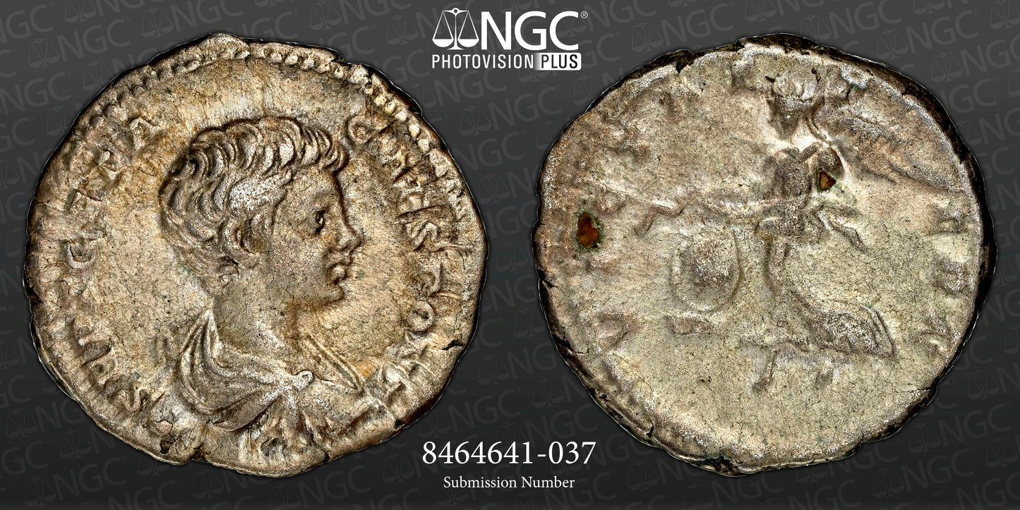 Roman Empire - Geta - Silver Denarius - NGC Ch VF - RIC:23