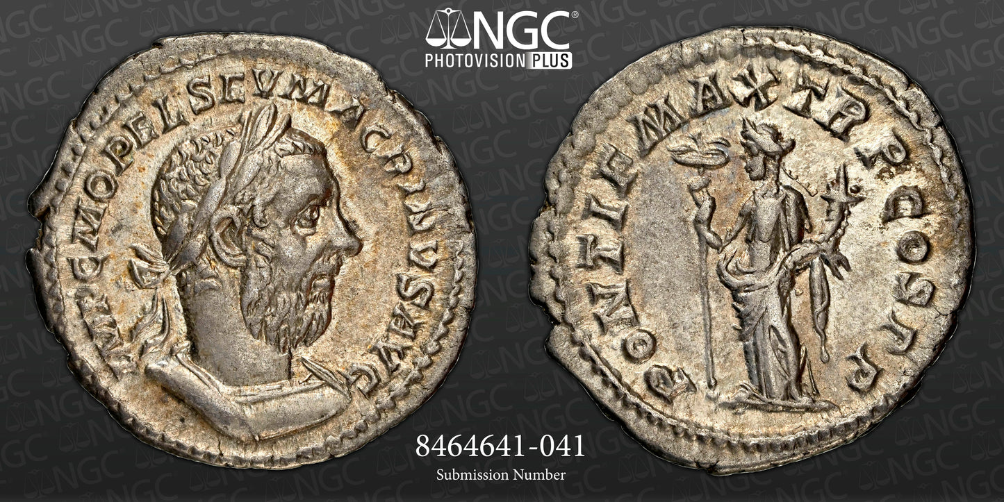 Roman Empire - Macrinus - Silver Denarius - NGC XF - RIC:21b