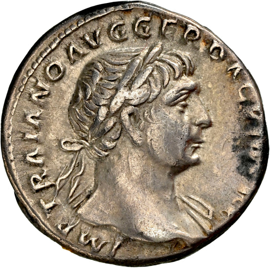 Roman Empire - Trajan - Silver Denarius - NGC Ch VF - RIC:127