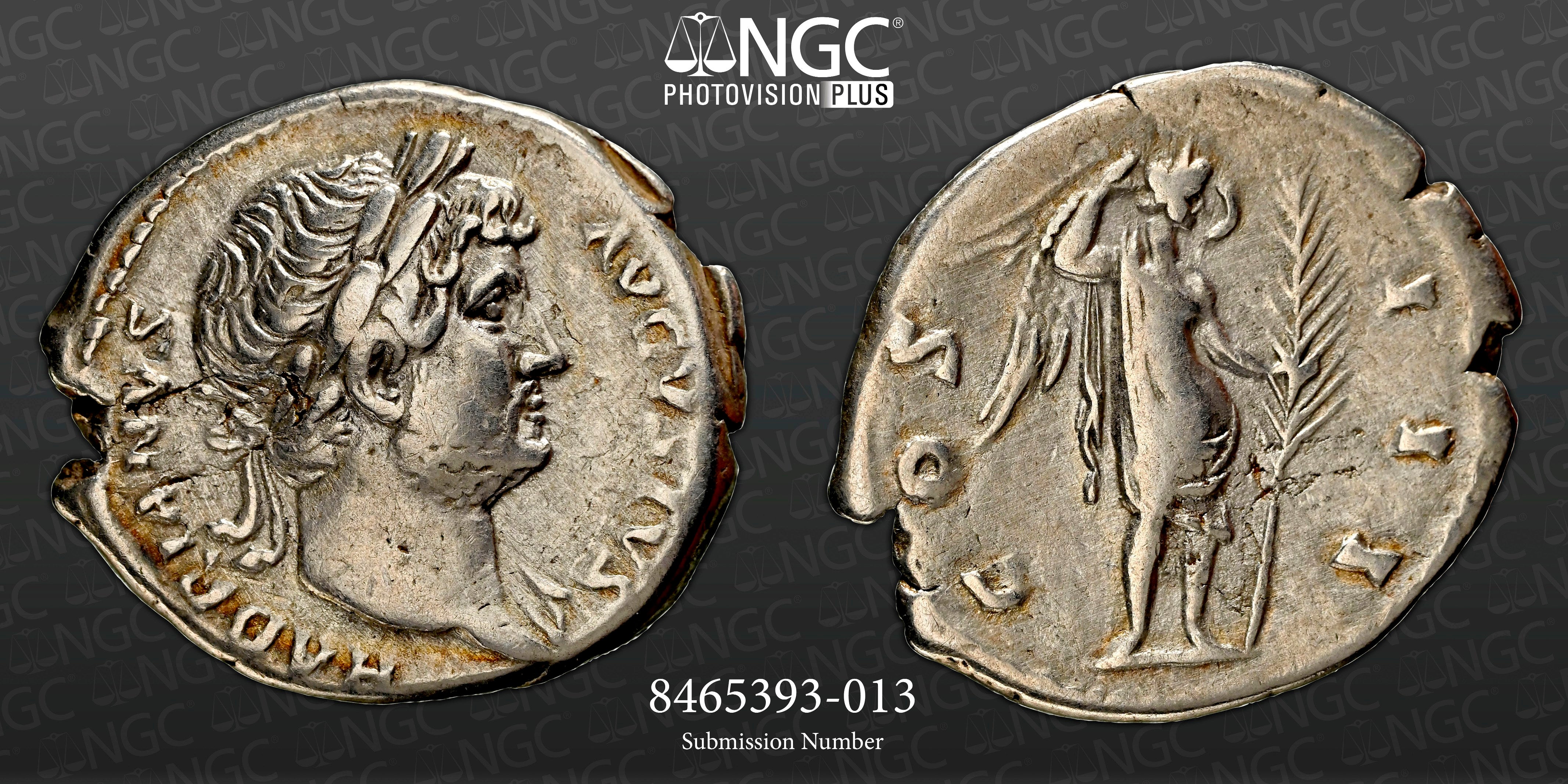 Roman Empire - Hadrian - Silver Denarius - NGC Ch VF - RIC:848