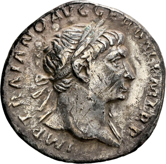 Roman Empire - Trajan - Silver Denarius - NGC Ch VF - RIC:128