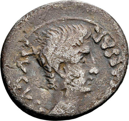 Roman Empire - Augustus - Silver Denarius - NGC F - RIC:7a