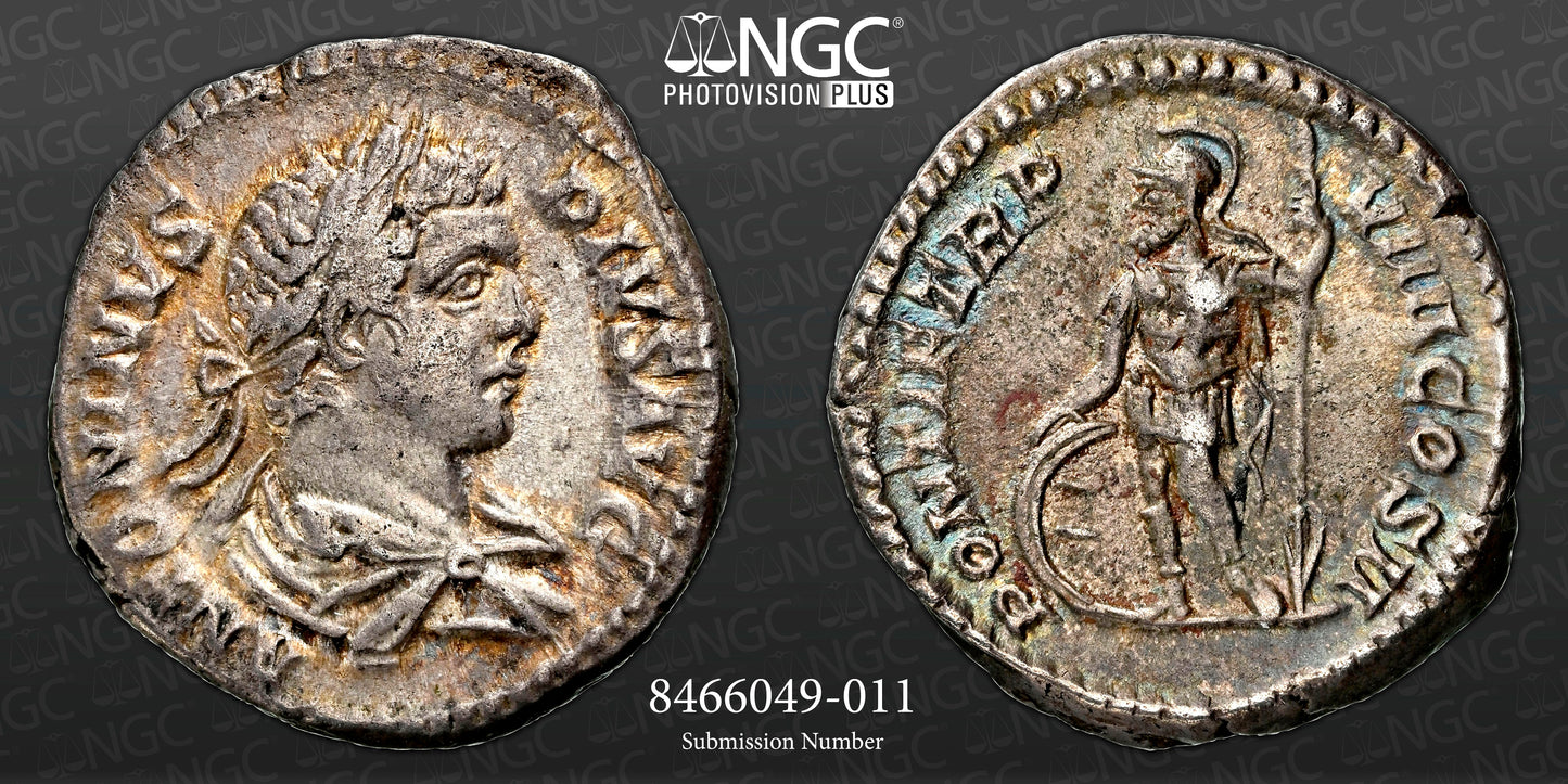 Roman Empire - Caracalla - Silver Denarius - NGC XF - RIC:83a