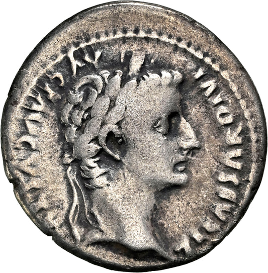 Roman Empire - Tiberius - Silver Denarius - NGC F - RIC:26