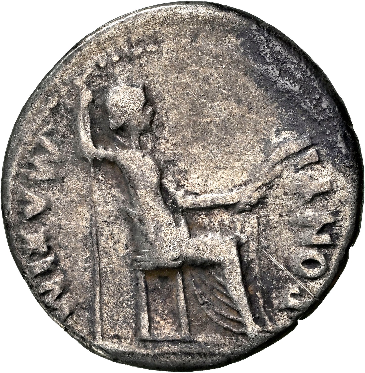 Roman Empire - Tiberius - Silver Denarius - NGC F - RIC:26