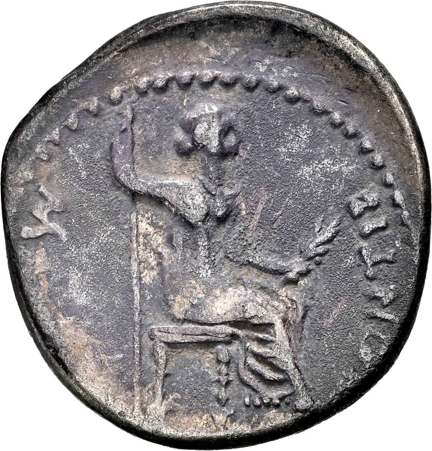 Roman Empire - Tiberius - Silver Denarius - NGC F - RIC:30