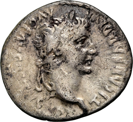 Roman Empire - Tiberius - Silver Denarius - NGC Ch F - RIC:30
