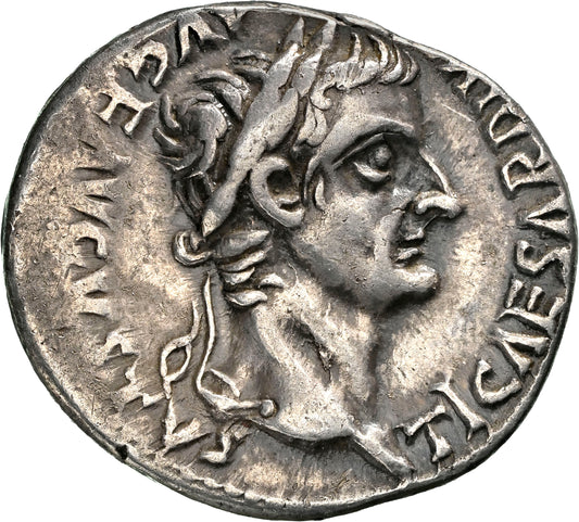 Roman Empire - Tiberius - Silver Denarius - NGC VF - RIC:30