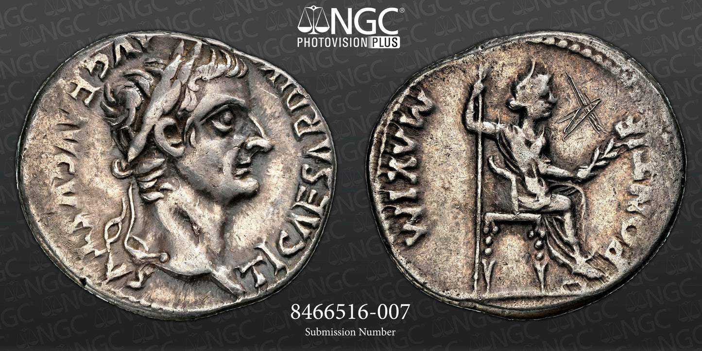 Roman Empire - Tiberius - Silver Denarius - NGC VF - RIC:30