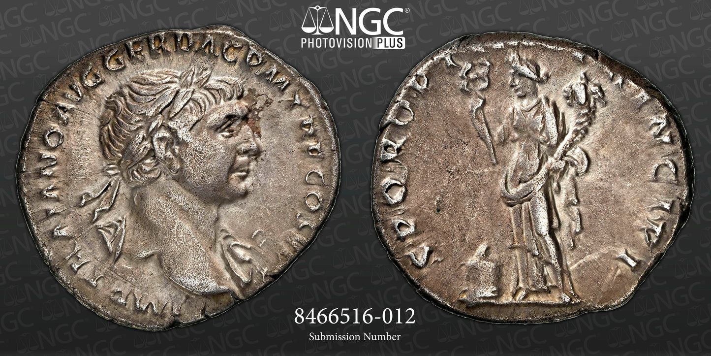 Roman Empire - Trajan - Silver Denarius - NGC XF - RIC:174