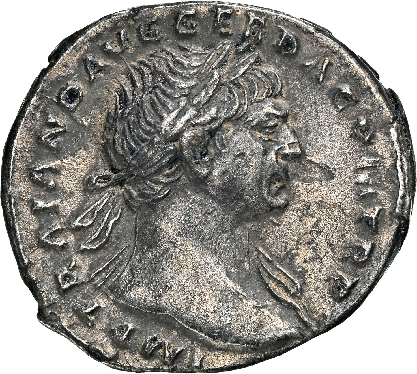 Roman Empire - Trajan - Silver Denarius - NGC Ch XF - RIC:121