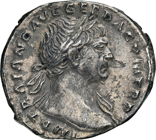 Roman Empire - Trajan - Silver Denarius - NGC Ch XF - RIC:121