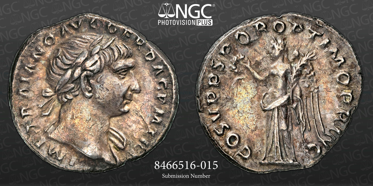 Roman Empire - Trajan - Silver Denarius - NGC XF - RIC:60