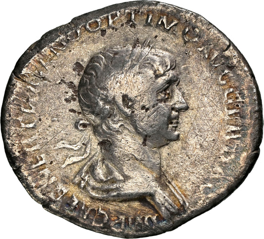 Roman Empire - Trajan - Silver Denarius - NGC Ch F - RIC:356