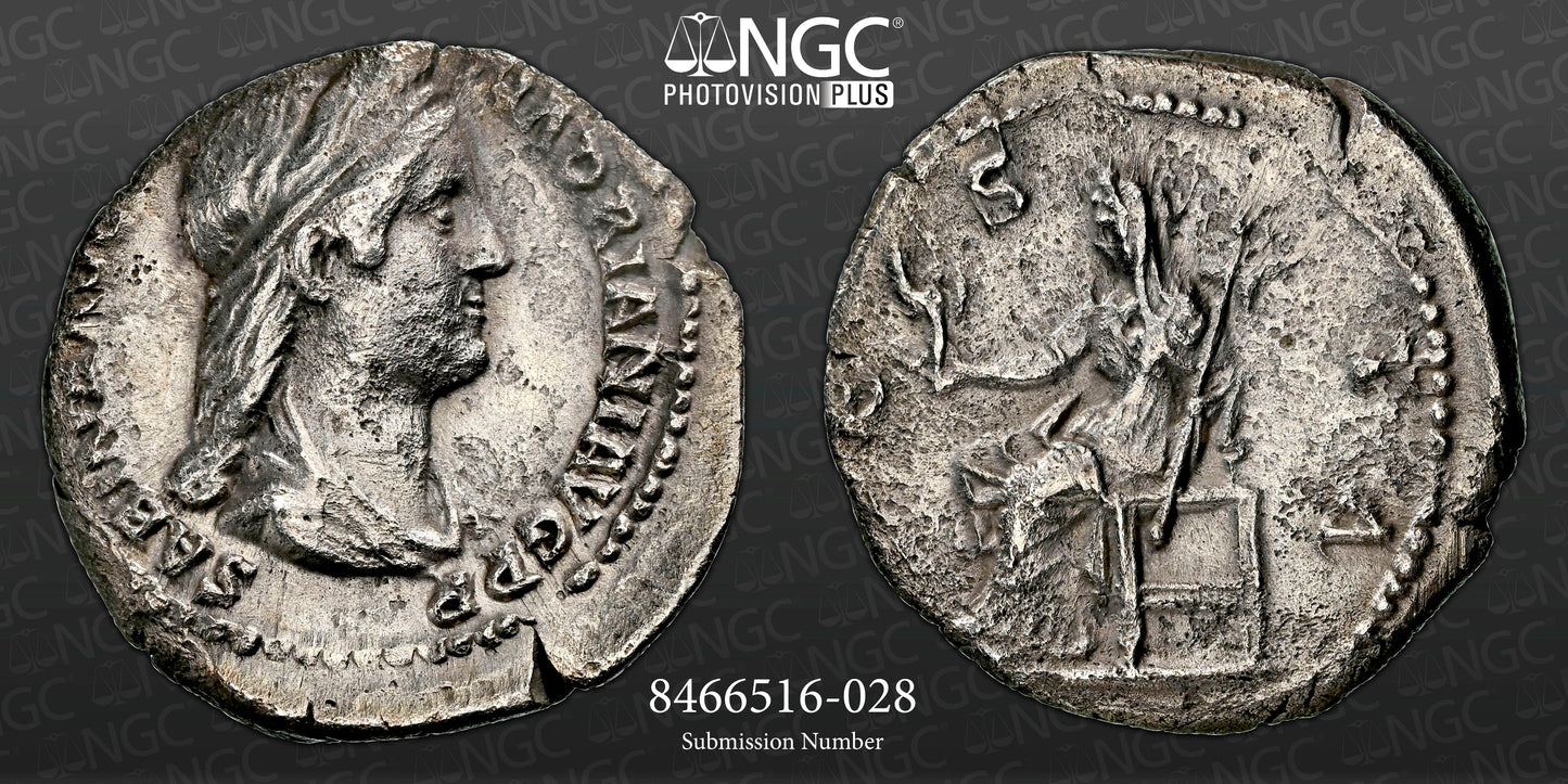 Roman Empire - Sabina - Silver Denarius - NGC XF - RIC:410
