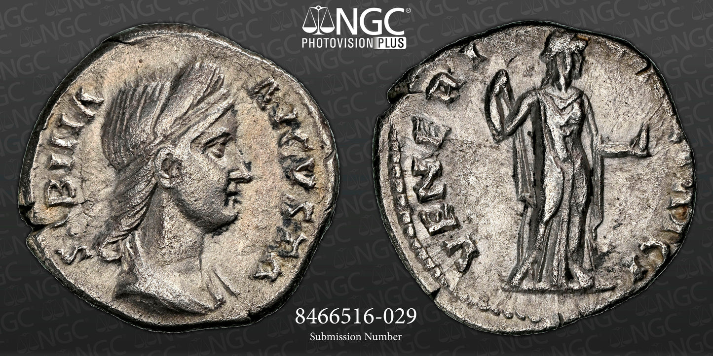 Roman Empire - Sabina - Silver Denarius - NGC XF - RIC:2576