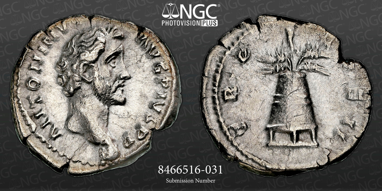 Roman Empire - Antoninus Pius - Silver Denarius - NGC Ch VF - RIC:44