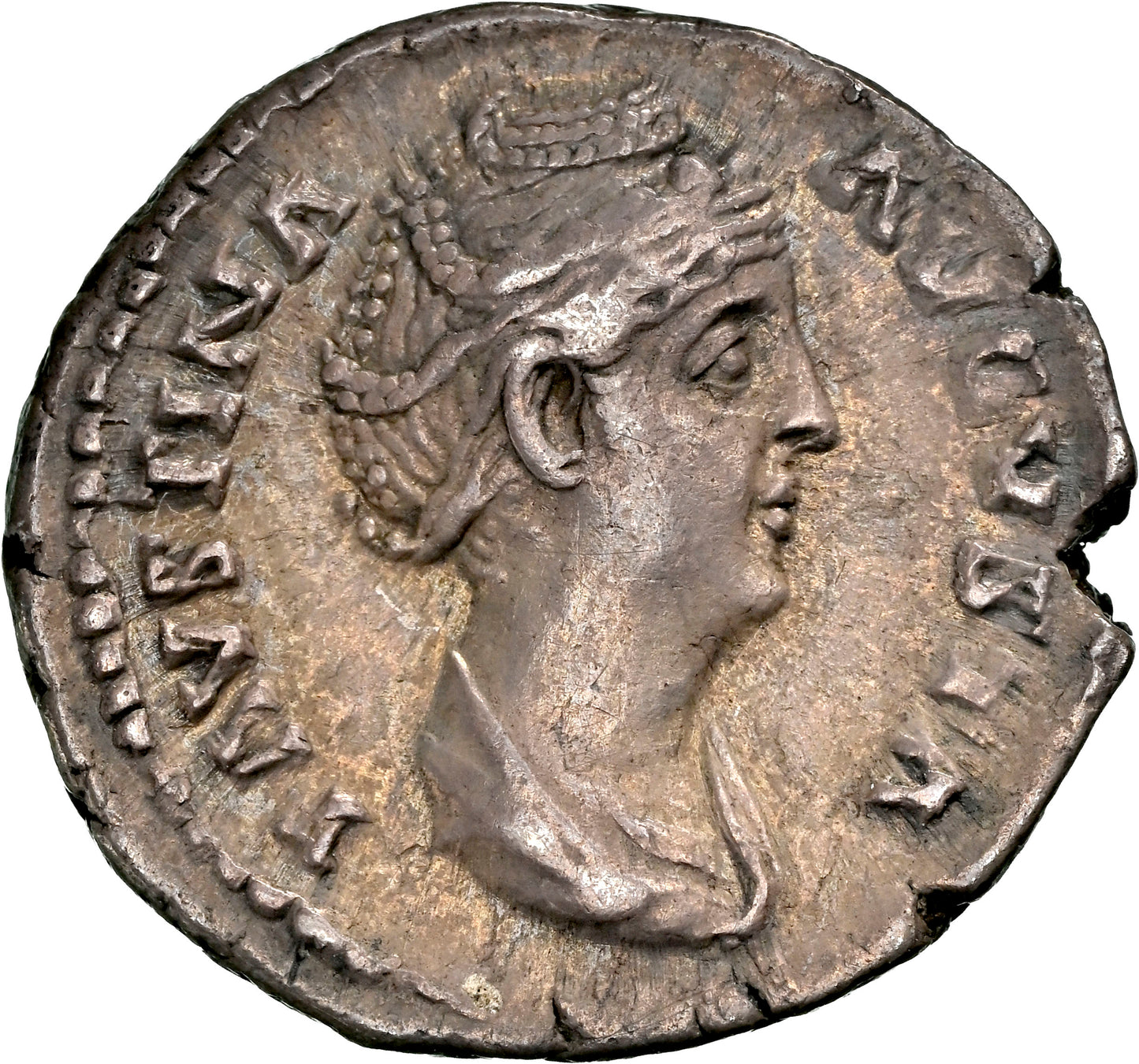 Roman Empire - Faustina I - Silver Denarius - NGC Ch XF - RIC:338