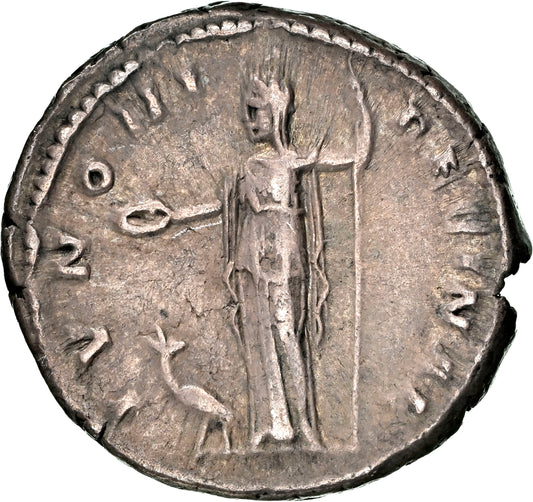 Roman Empire - Faustina I - Silver Denarius - NGC Ch XF - RIC:338