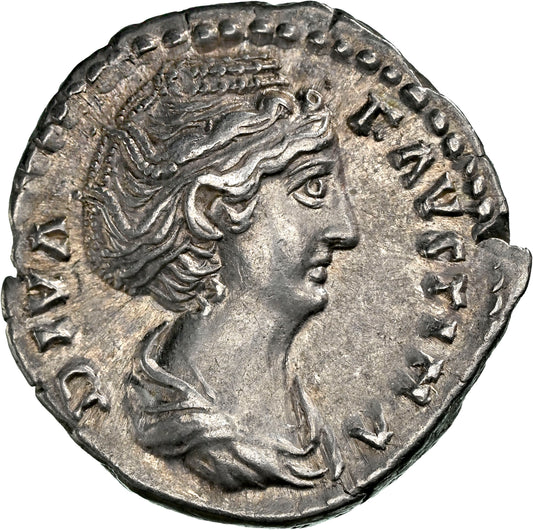 Roman Empire - Faustina I - Silver Denarius - NGC Ch XF - RIC:351