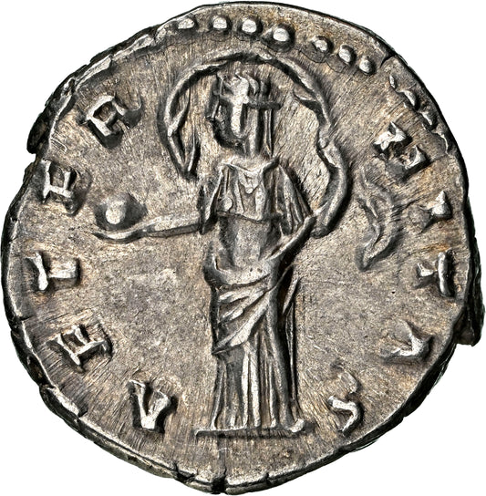 Roman Empire - Faustina I - Silver Denarius - NGC Ch XF - RIC:351