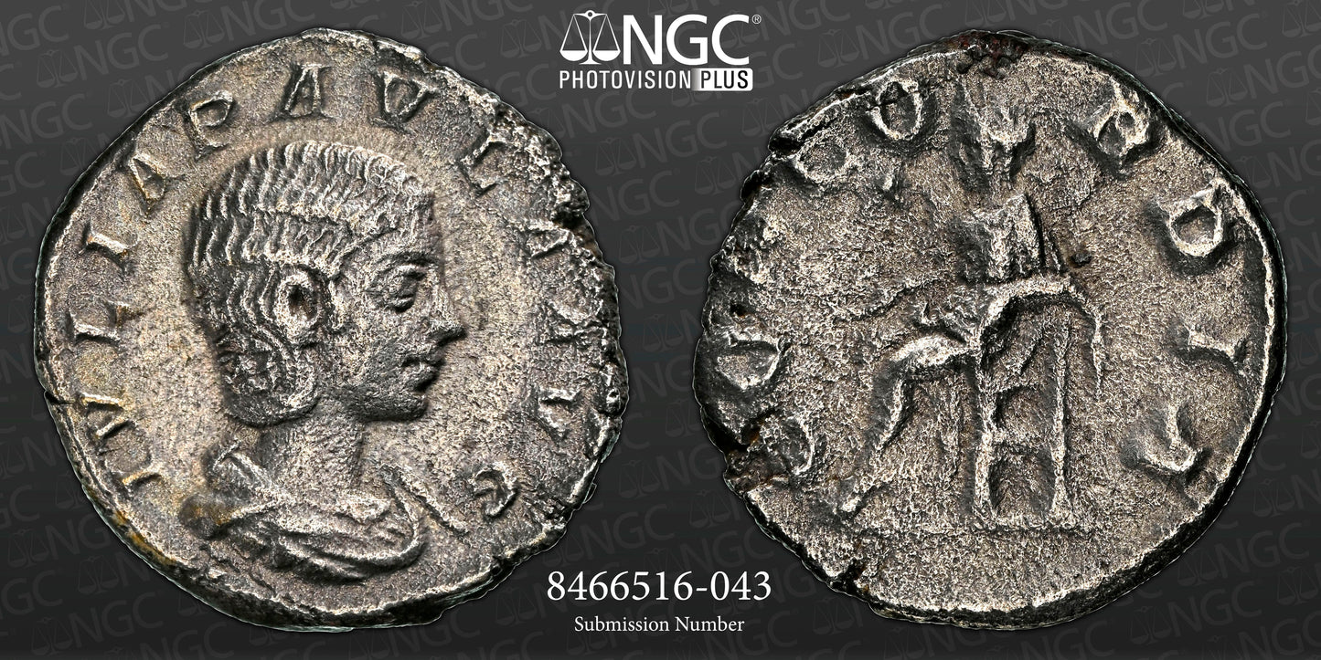 Roman Empire - Julia Paula - Silver Denarius - NGC Ch XF - RIC:211