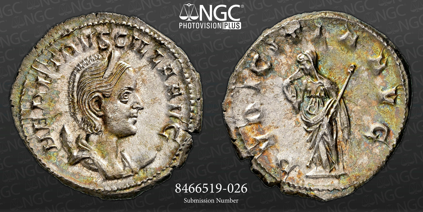 Roman Empire - Herennia Etruscilla - Silver Double-Denarius - NGC AU - RIC:58b