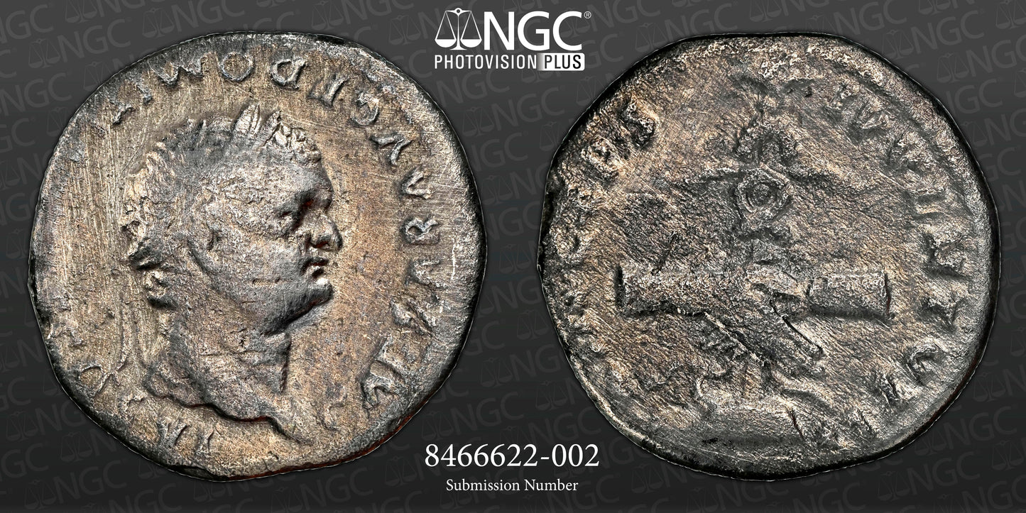 Roman Empire - Domitian - Silver Denarius - NGC Ch F - RIC:1081
