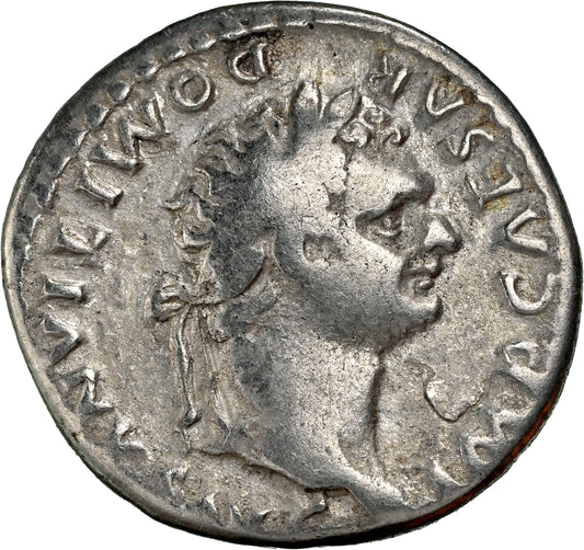 Roman Empire - Domitian - Silver Denarius - NGC Ch F - RIC:5