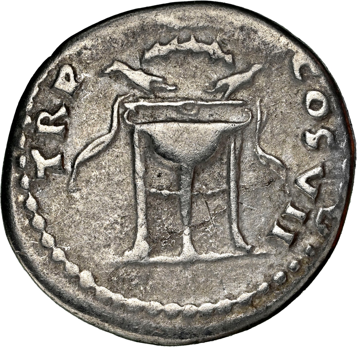 Roman Empire - Domitian - Silver Denarius - NGC Ch F - RIC:5