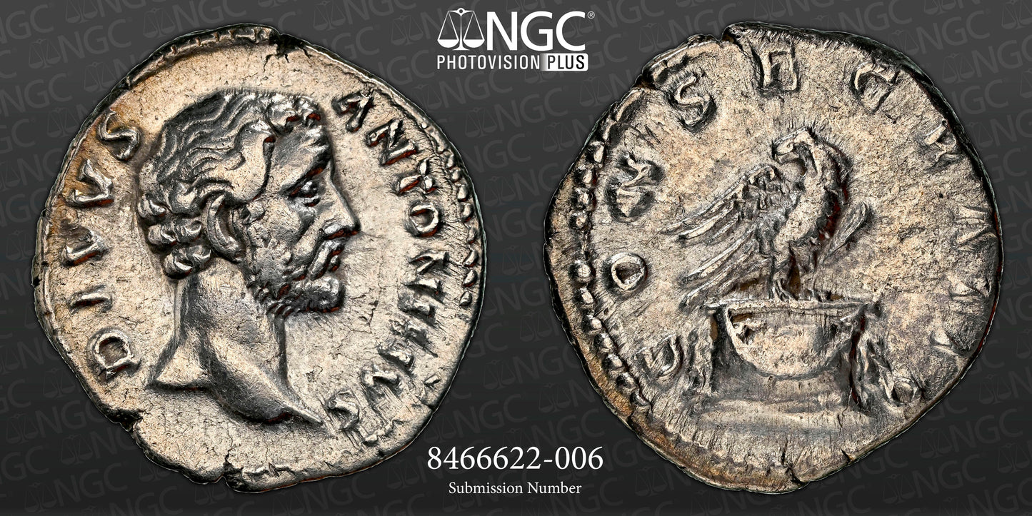 Roman Empire - Antoninus Pius - Silver Denarius - NGC Ch VF - RIC:431