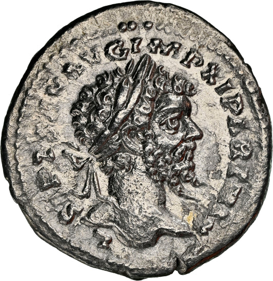 Roman Empire - Septimius Severus - Silver Denarius - NGC AU - RIC:503a