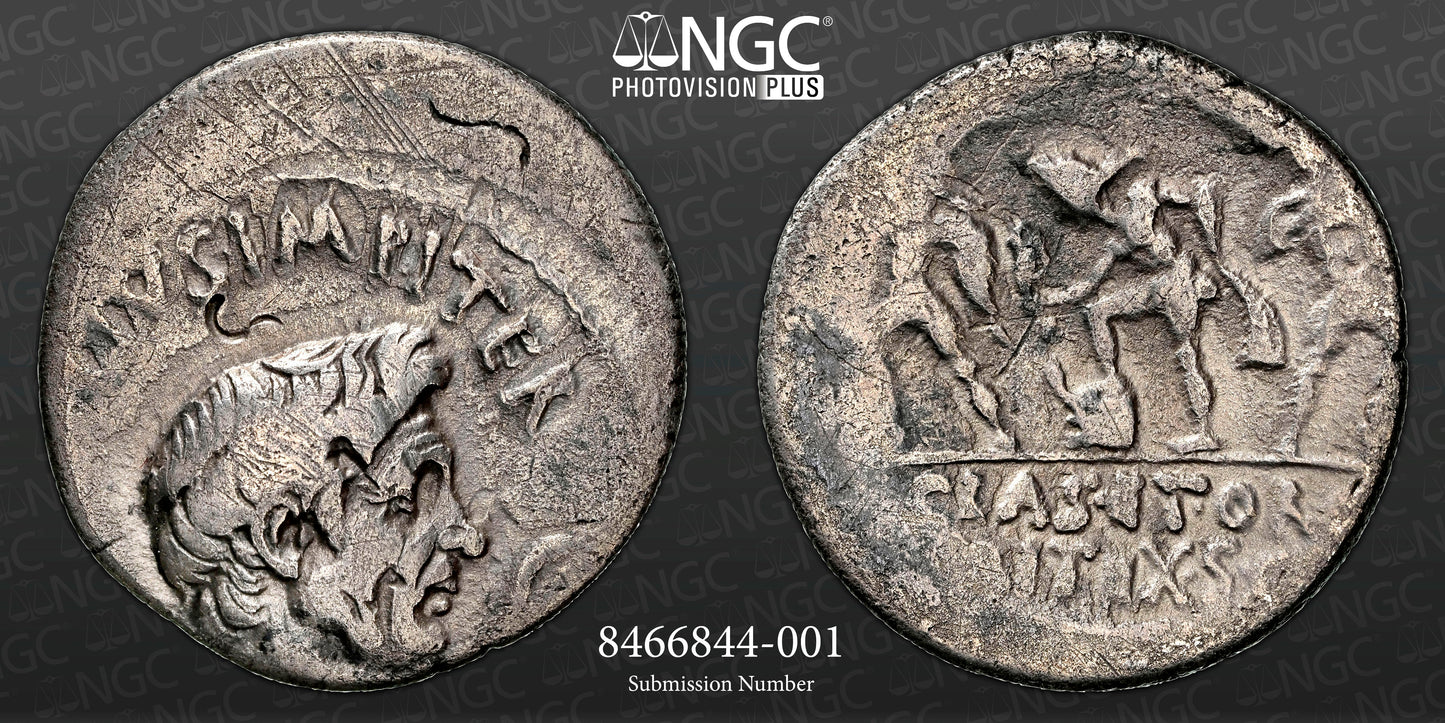 Roman Imperatorial - Pompey Magnus - Silver Denarius - NGC Ch F - Crawf. 511/3a