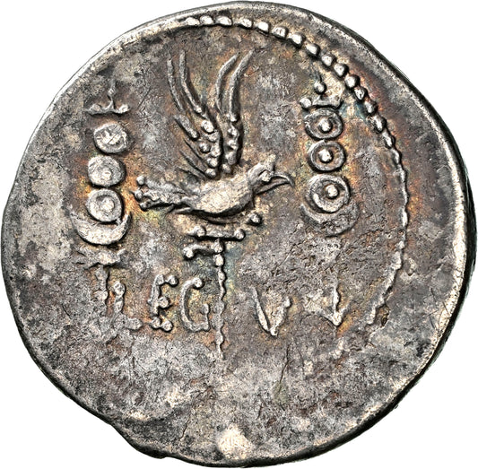 Roman Imperatorial - Marc Antony - Silver Denarius - NGC Ch VF - Crawf. 544/18