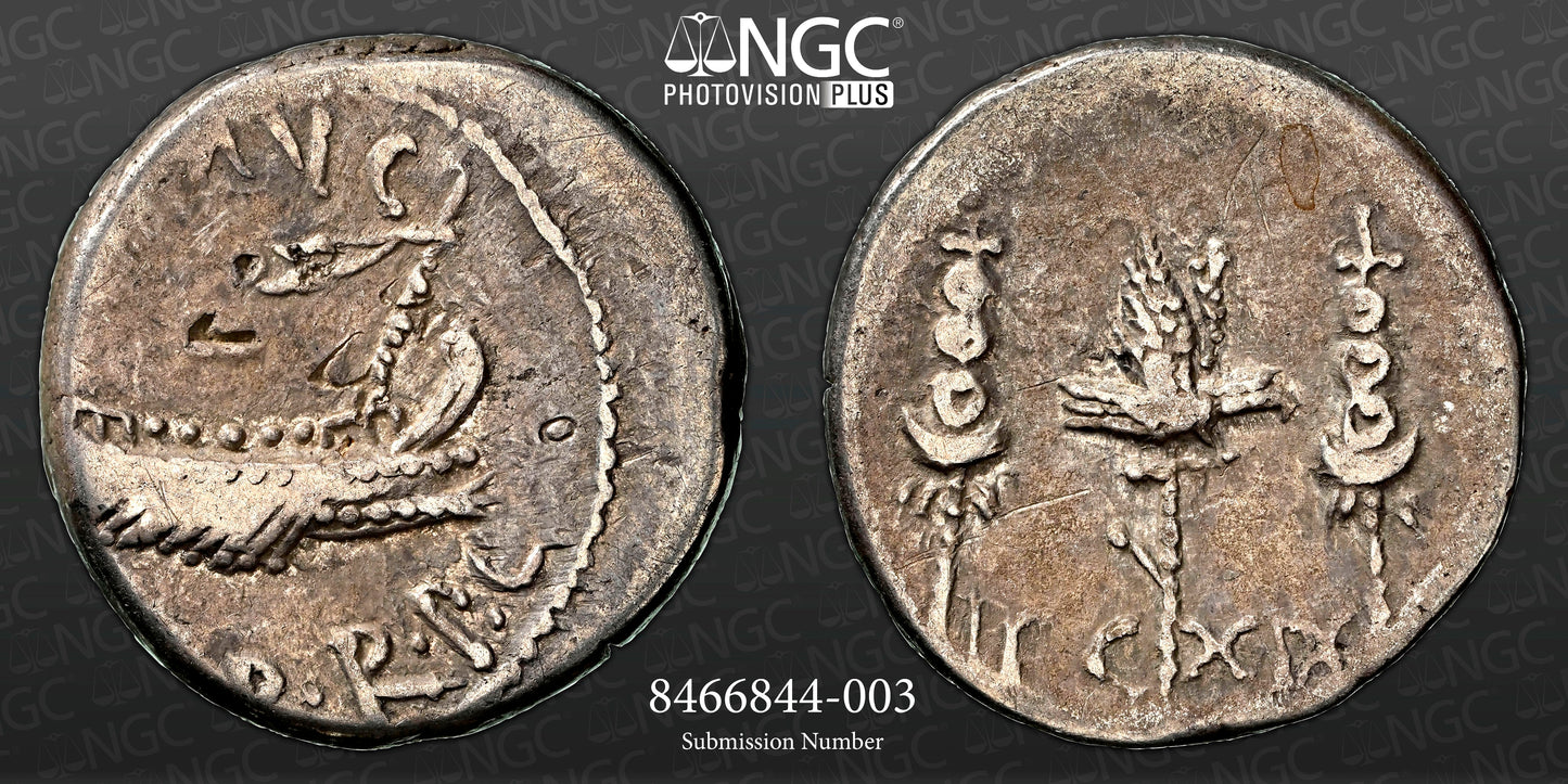 Roman Imperatorial - Marc Antony - Silver Denarius - NGC VF - Crawf. 544/35