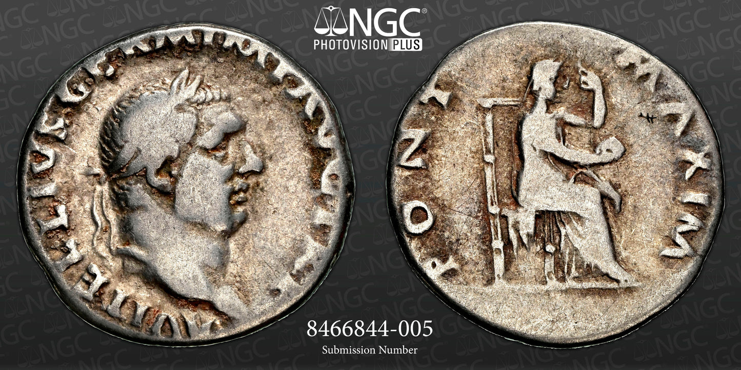 Roman Empire - Vitellius - Silver Denarius - NGC Ch F - RIC:107