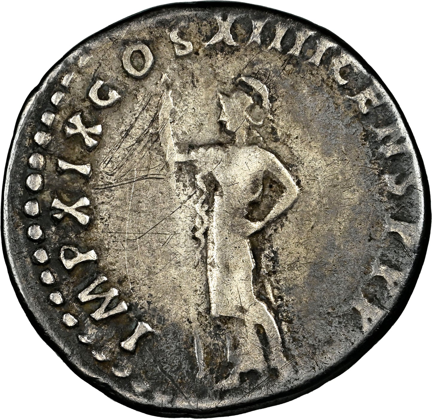 Roman Empire - Domitian - Silver Denarius - NGC Ch F - RIC:789