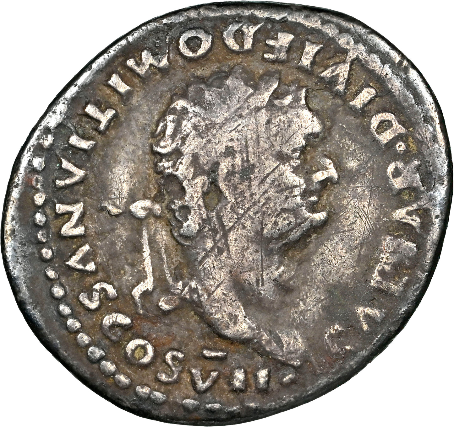 Roman Empire - Domitian - Silver Denarius - NGC F - RIC:266