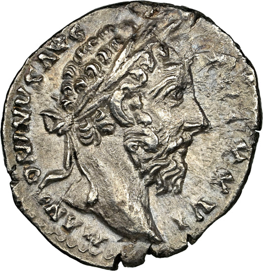 Roman Empire - Marcus Aurelius - Silver Denarius - NGC Ch XF - RIC:252