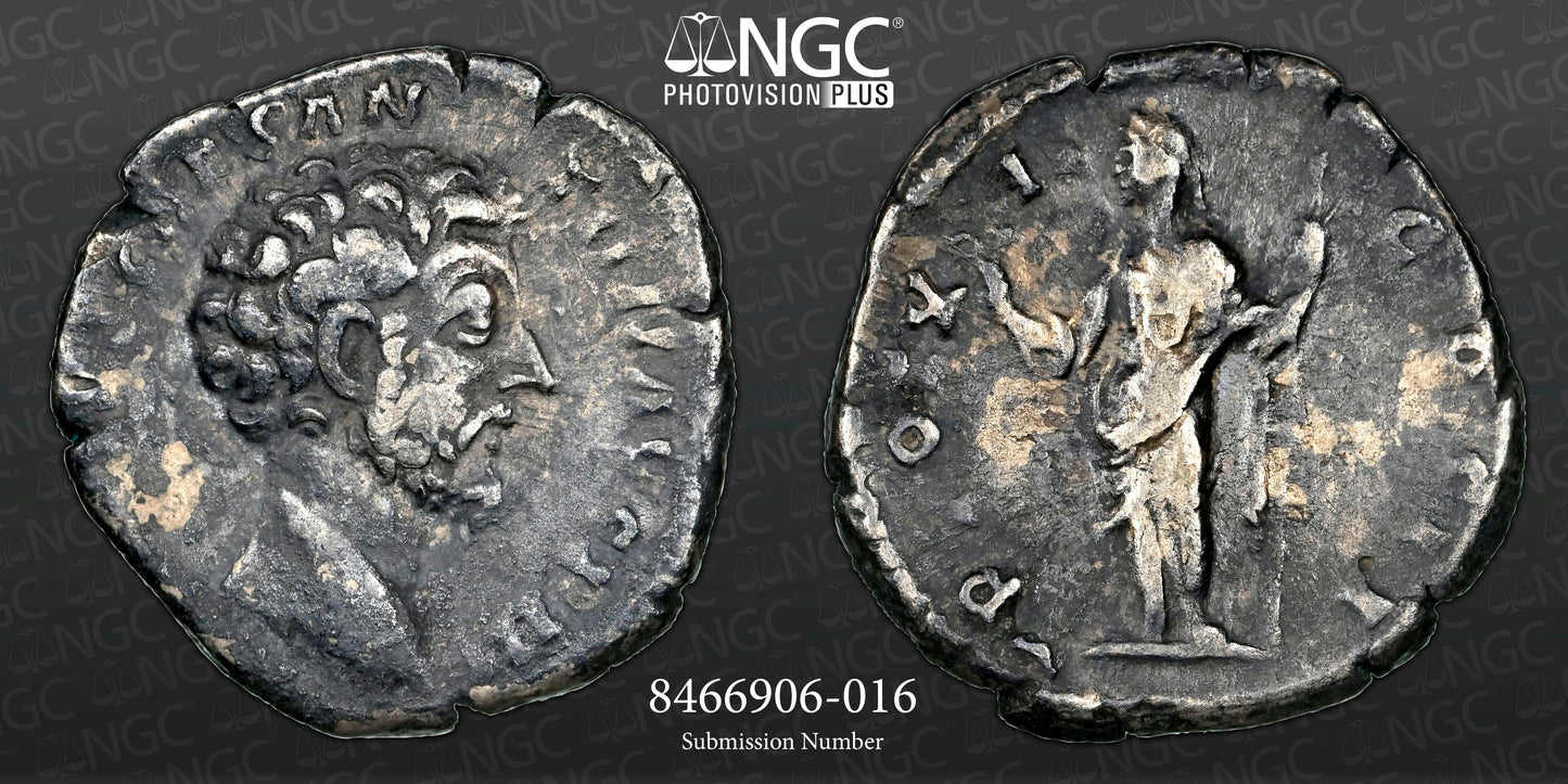 Roman Empire - Marcus Aurelius - Silver Denarius - NGC VF - RIC:429a