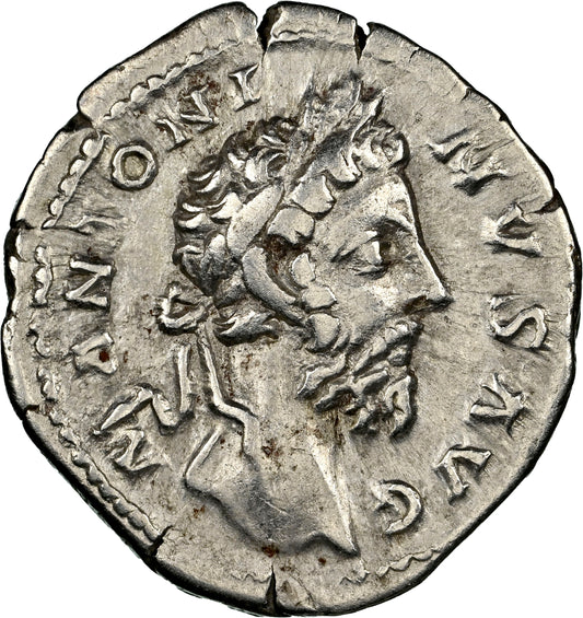 Roman Empire - Marcus Aurelius - Silver Denarius - NGC Ch VF - RIC:425