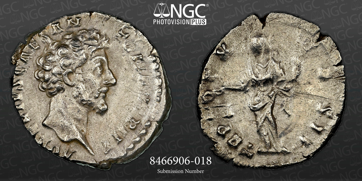 Roman Empire - Marcus Aurelius - Silver Denarius - NGC XF - RIC:466a