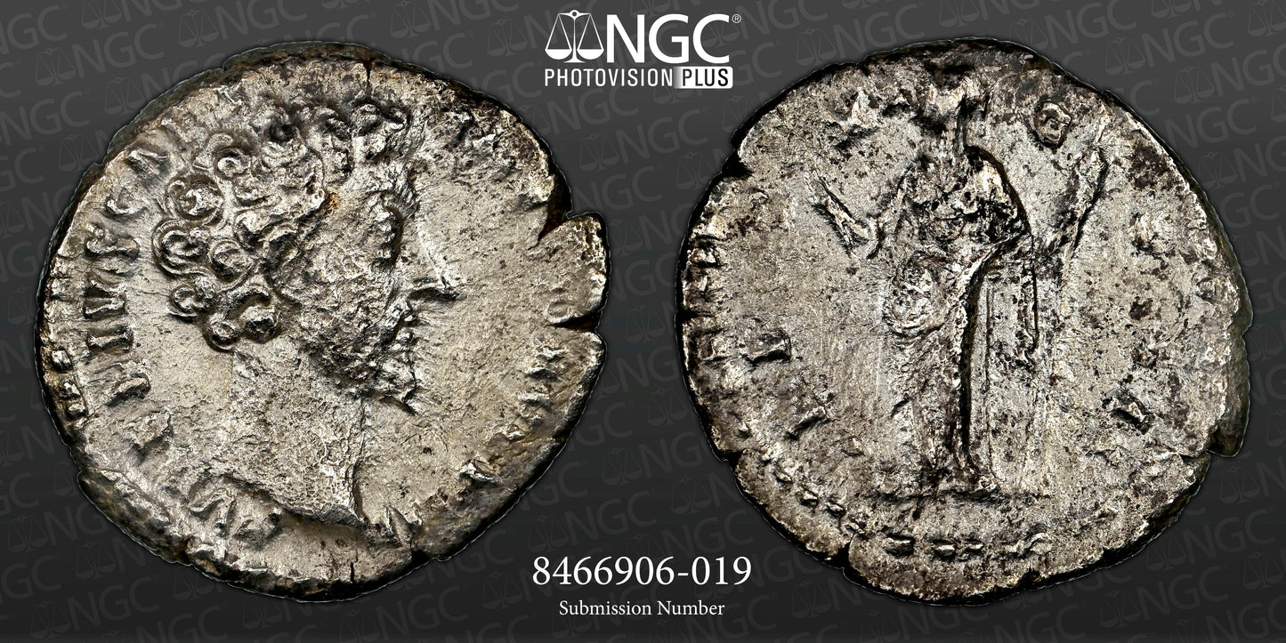 Roman Empire - Marcus Aurelius - Silver Denarius - NGC XF - RIC:475