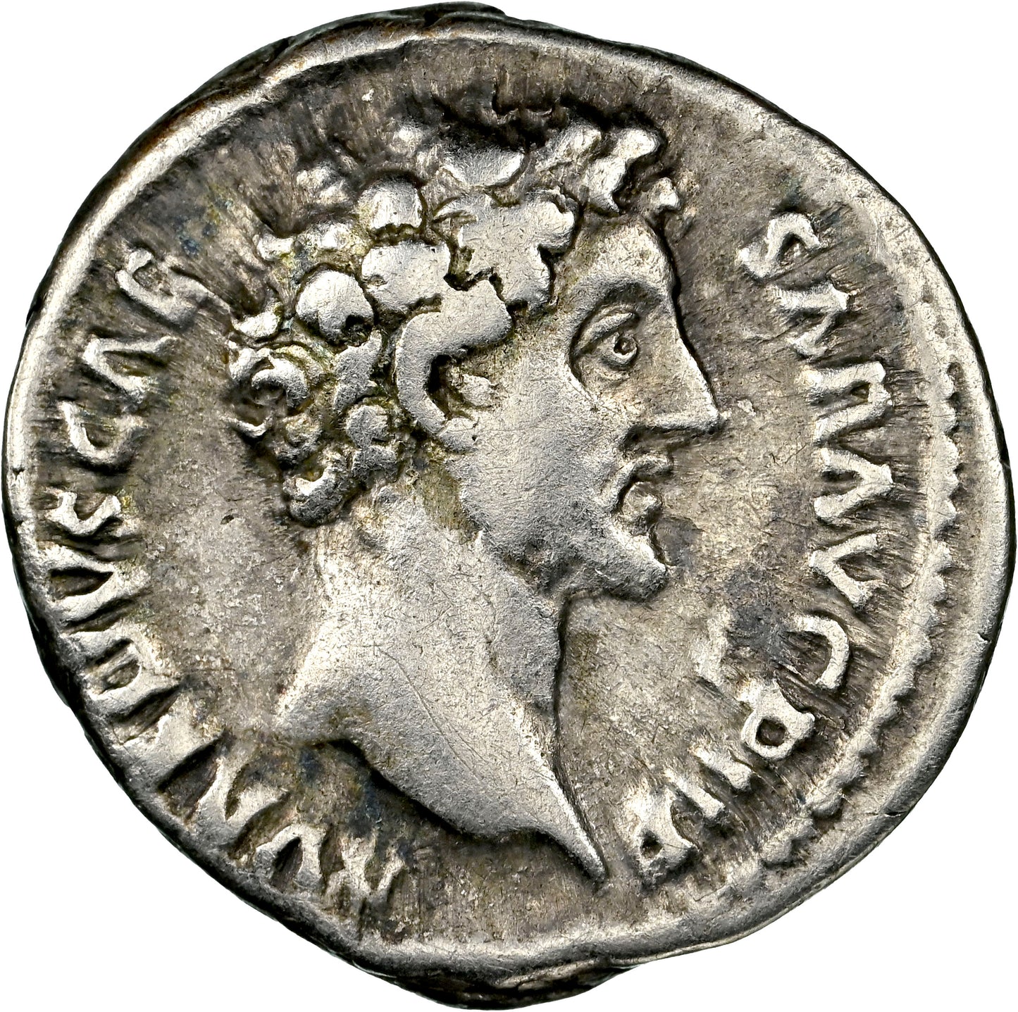 Roman Empire - Marcus Aurelius - Silver Denarius - NGC Ch F - RIC:444