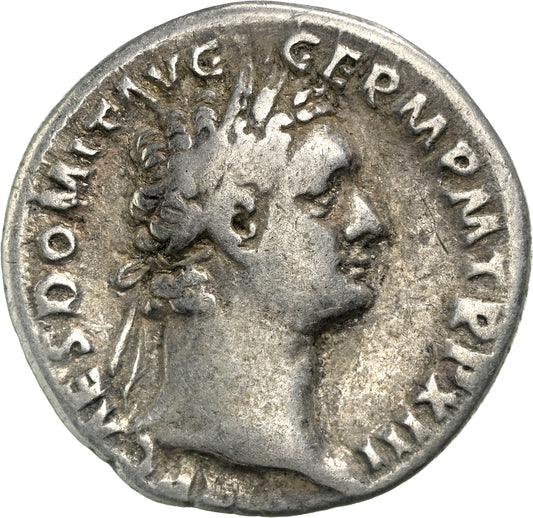 Roman Empire - Domitian -  Silver Denarius - NGC Ch F - RIC:764