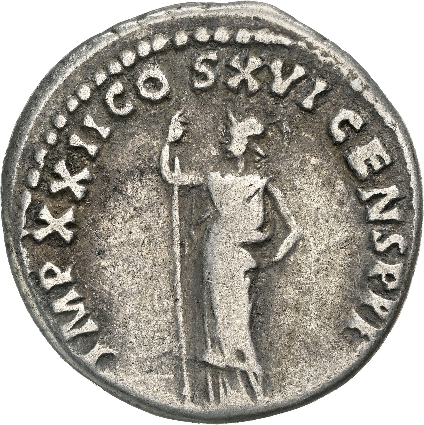 Roman Empire - Domitian -  Silver Denarius - NGC Ch F - RIC:764
